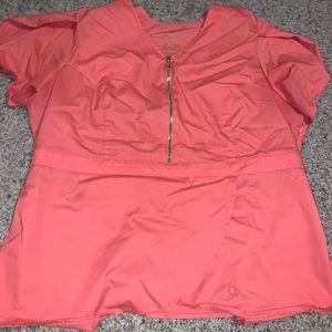 Jaanuu Tulip Scrub Top in Coral